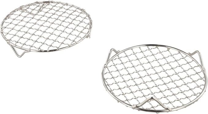 for Round Cooling Rack 2-Pack for Baking and Cooking, for Stainless Steel Wire Grid for Oven, Steamer and BBQ, Easy to Clean, Silver