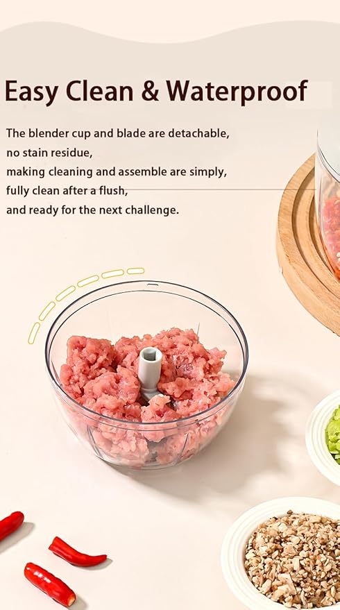 Manual Food Chopper Vegetable Processor, Portable Hand Pull String Garlic Mincer Onion Cutter for Veggies, Ginger, Fruits, Nuts Kitchen Cooking, Herbs, etc., 500ml, Kitchen Cooking Tool