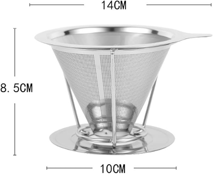 Pour Over Coffee Maker,Coffee Filter,Slow Drip Paperless Stainless Steel Cone Coffee Dripper(1-2 Cup)