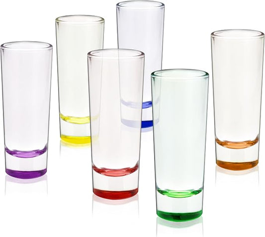 TRUE Shooter Glasses, Set of 6, Tequila and Whiskey Shot Glasses, Set 2oz, Cool Shot Glasses, Assorted