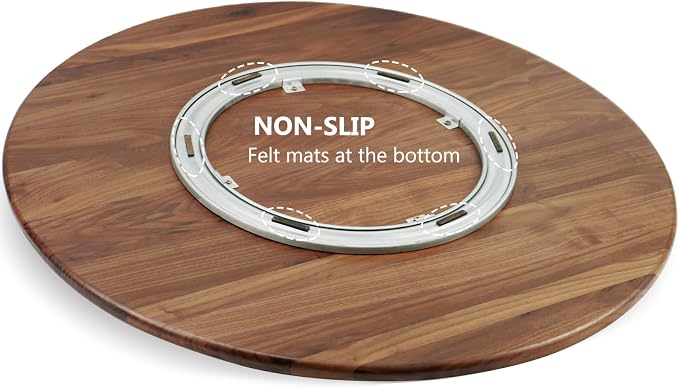 24 Inches Black Walnut Wood Lazy Susan Organizer, Solid Wooden Round Turntable, Rotating Tray for Table Top/Counter Top