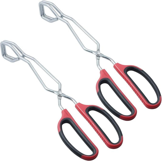 HINMAY Stainless Steel Scissor Tongs 11" Grilling Tongs, Set of 2