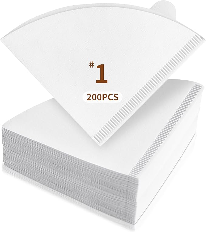 200 Count Coffee Filters, Coffee Filters #1 Disposable, Paper Filter for Pour Over and Drip Coffee Maker, Suitable for Home Coffee Shop (White, 1-2 Cup)