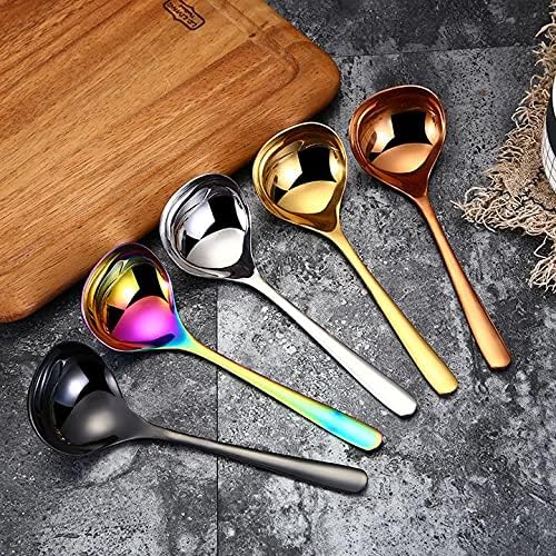 2-Pack Black Soup Ladle 304 Stainless Steel Spoon Kitchen Serving Sauce Server