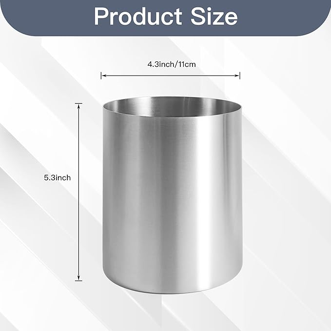 IMEEA Small Utensil Holder for Kitchen Counter 5.3" Compact SUS304 Stainless Steel Countertop Organizer for Flatware, Spoons, Small Kitchen Tools