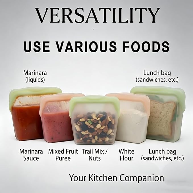 New Generation Silicone Storage, Reusable Silicone Food Storage Bags, Leak-Proof Upright Freezer Bags, Odor-Proof, High-Temperature Resistant, Microwave Dishwasher Safe for Snacks Leftovers (2-MixD)