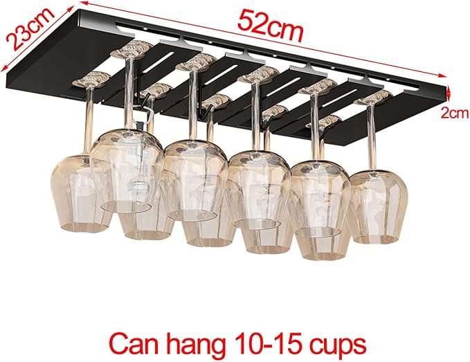 4/5/6 Rows Wine Glass Rack Hanging, Under Cabinet Wine Glass Holder Display Stand, Stainless Steel Stemware Rack With Screws, Stemware Storage Rack For Cabinet Kitchen Bar (Size : 5 Row)