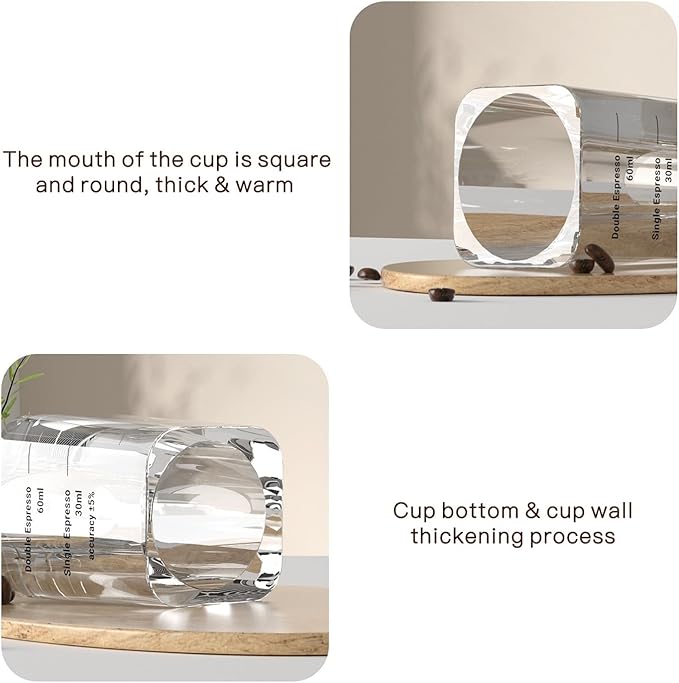 2 Pack Shot Glasses Measuring Cup, 2oz Espresso Shot Glass, Liquid Heavy Glass Wine Glass, Measurement of Dry and Liquid Ingredients 2 Features 60ML