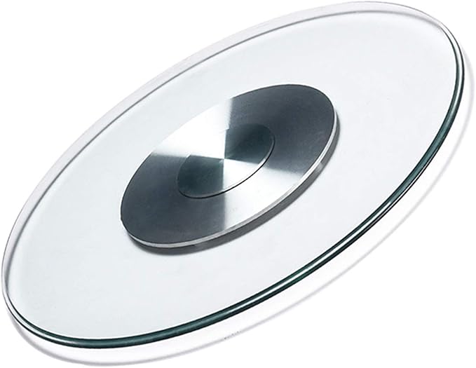 Round Thick Glass Turntable for patio table, 24 Inch Kitchens Lazy Susan, Rotating Service Plate with Sturdy Bearings