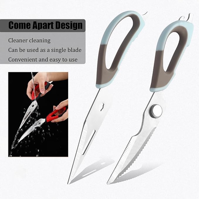 2 Pcs Heavy Duty Kitchen Shears for Food, Come Apart Design & Dishwasher Safe, Multi-function Kitchen Scissors set, Stainless Steel Food Cooking Scissors, No Magnetic Holder
