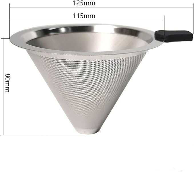 Double Mesh Pour Over Coffee Filter Set - 600+800 Mesh Reusable Stainless Steel Coffee Filter with Detachable Handle, Easy Clean, 2-in-1 for Drip/Cold Brew/Espresso,Fits Most V60/Chemex Brewers