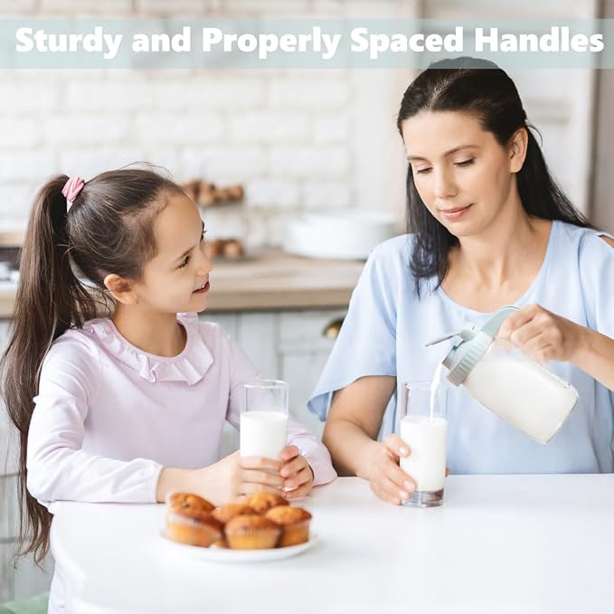 32oz Glass Pitcher with Lid & V-shaped Pour Spout - 1 Quart Double Leak Proof, Creamer Container for Sun Tea, Juice, Cold Brew Coffee, Breastmilk Storage Container