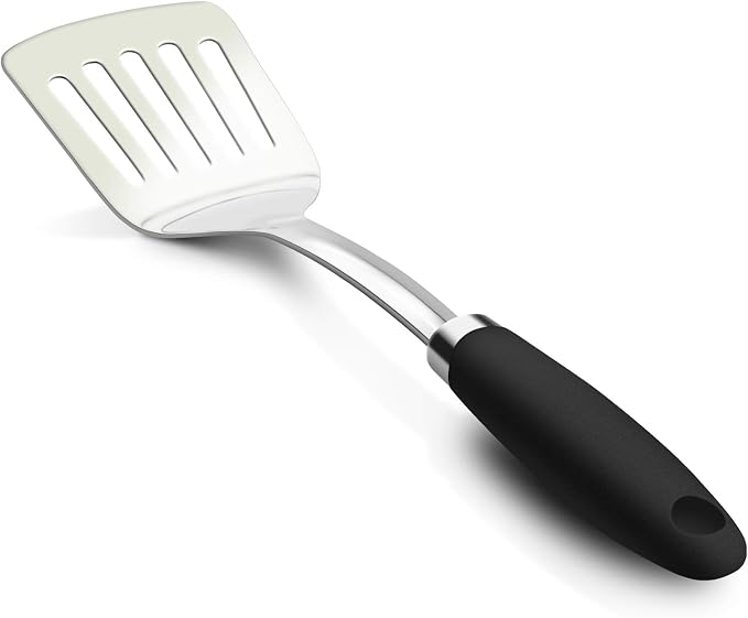 Stainless Steel Slotted Turner Spatula, Metal Spatula for Cast Iron & Stainless Steel Pans, Thin Edge Kitchen Turner for Eggs, Pancakes, Burgers, Dishwasher Safe