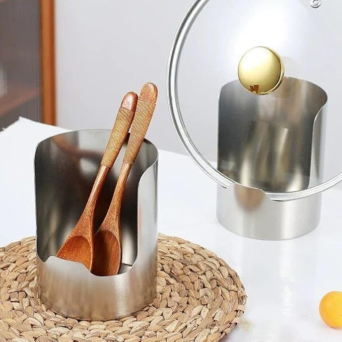 Multi-functional Kitchen Utensil Holder,Stainless Steel Organizer, Vertical Utensil Countertop Holder & Pot Lid Rest Stand for Kitchen RV Campers Homes