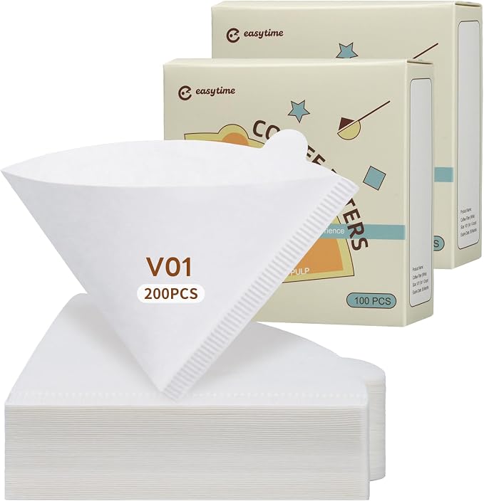 #1 Coffee Filters, 200 Count Cone Coffee Filters #1, Small White Paper Coffee Filter 1-2 cup for Pour Over and Drip Coffee Maker (2 Boxes, 200 Count Total)