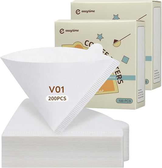 #1 Coffee Filters, 200 Count Cone Coffee Filters #1, Small White Paper Coffee Filter 1-2 cup for Pour Over and Drip Coffee Maker (2 Boxes, 200 Count Total)