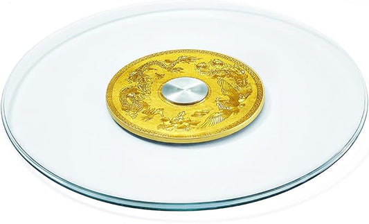 HORV Swivel Turntable Lazy Susan Round Rotating Plate Household TV Swivel Stand Dining Table Tray Spices storage holder Pantry Turntable Organizer Suitable for Countertops Cabinets (Color : Gold A,