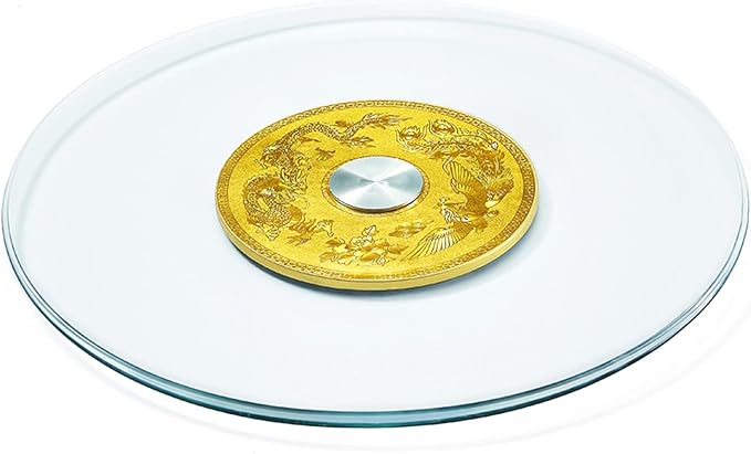 HORV Swivel Turntable Lazy Susan Round Rotating Plate Household TV Swivel Stand Dining Table Tray Spices storage holder Pantry Turntable Organizer Suitable for Countertops Cabinets (Color : Gold A,
