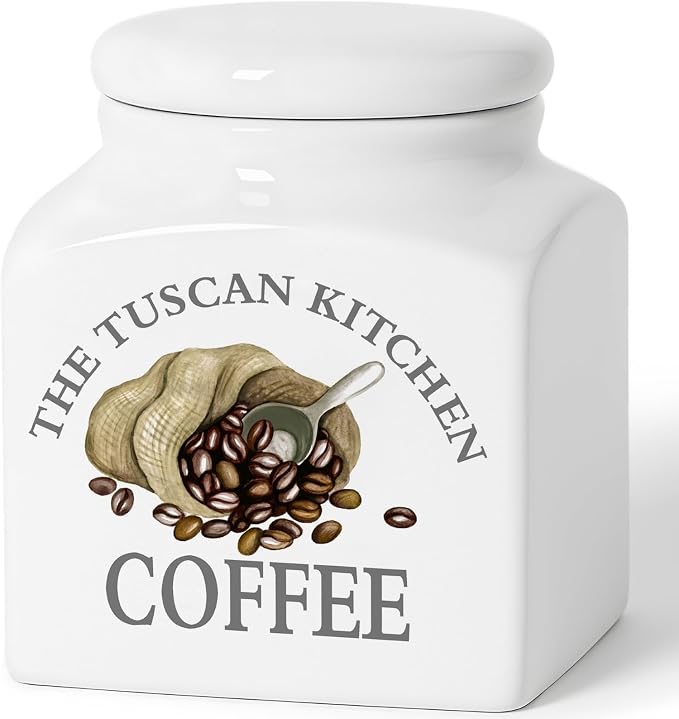 HOMBENE Kitchen Ceramic Coffee Storage Containers, Food Storage Jar with Airtight Lids, 38 fl. oz White Serving Ground Coffee Bean Storage