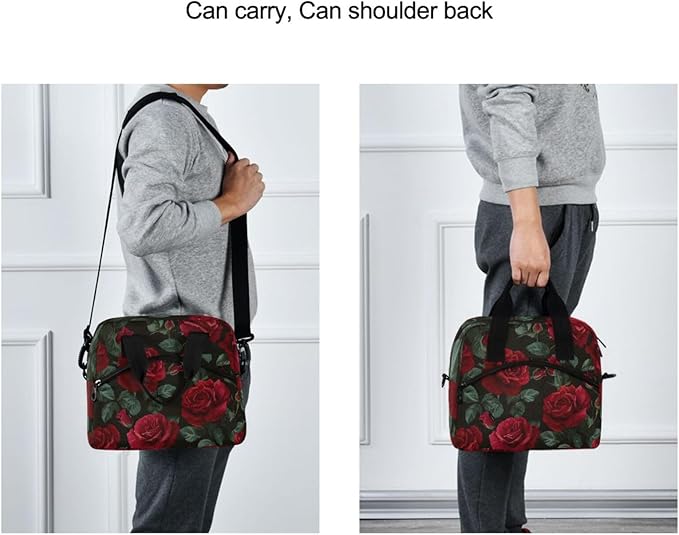 ALAZA Red Rose Flower Floral Insulated Lunch Box Reusable Cooler Bags with Shoulder Strap for Women Men Adults, 19-Can (12.5L)