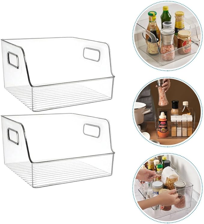 2pcs Kitchen Fruit Storage Boxes, Medium Food Organizer Bins for Fridge and Pantry, Produce Containers for Household Food Storage