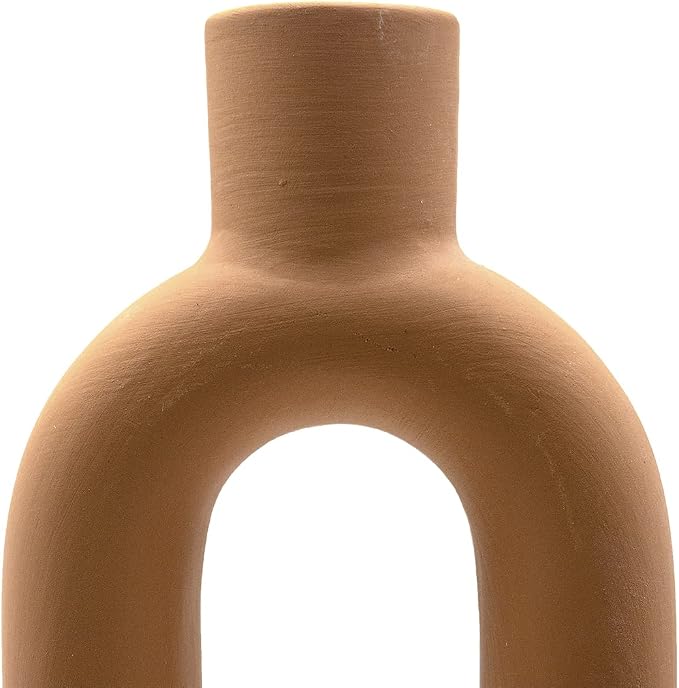 Koyal Wholesale Ceramic Abstract Taper Candle Holders for Candlesticks, Set of 3 - Matte Terracotta