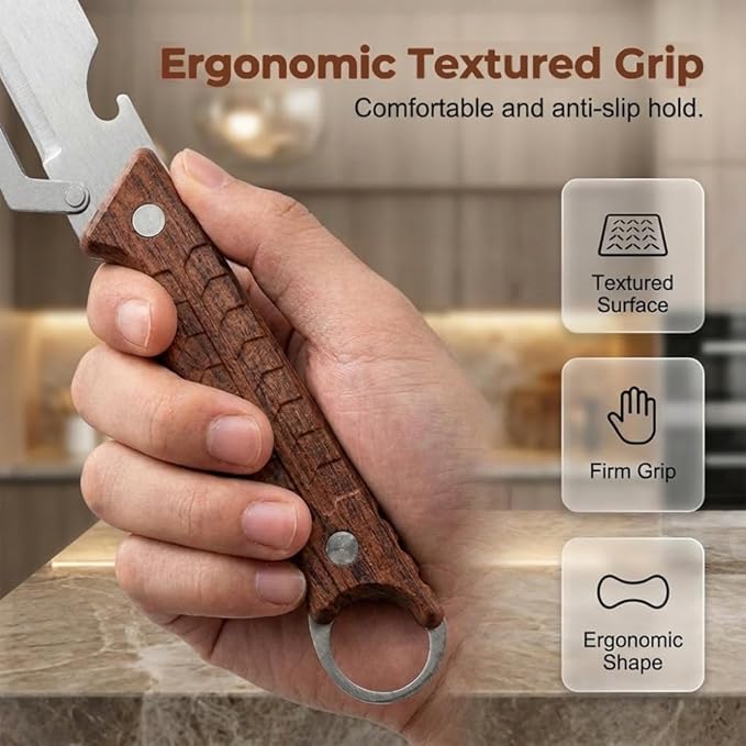 Premium Multi-Functional Vegetable Peeler for Kitchen, Heavy Duty Stainless Steel Potato Peeler with Ergonomic Wooden Handle & Bottle Opener & Storage Hanging Hole for Fruit and Vegetables (A-3Pcs)