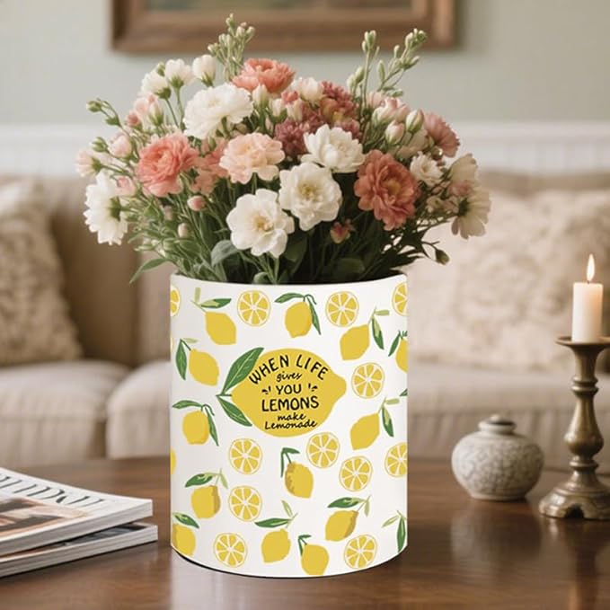 Lemon Kitchen Decor, 6.5inch Ceramic Utensil Holder with Lemon Design, Rustic-Style Indoor Kitchen Utensil Storage Rack,Ideal for Spoon Storage and Cooking Tools, Gift for Kitchen Organizers