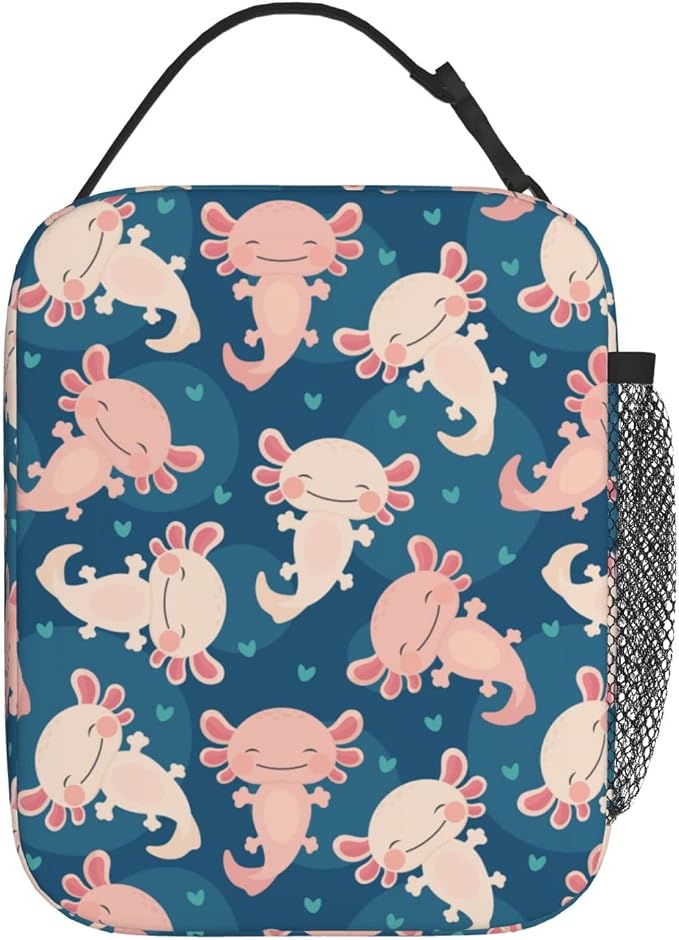 Axolotl Lunch Box Insulated Reusable Lunch Bag Cooler Bag For Women Men Work Picnic Hiking