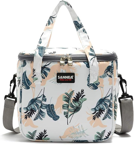 Reusable Insulated Thermal Lunch Bag Cute Lunch Box for Teens Boys Girls Adult Women Work School Outdoor Travel Picnic Beach BBQ party (Leaves)