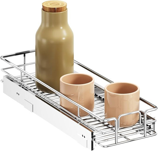 LOVMOR Pull Out Cabinet Organizer and Storage 5½" W x 21½" D, Slide Out Shelves for Kitchen Cabinets
