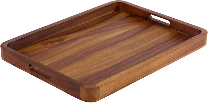 Kalmar Home Large Rectangular Serving Tray - Solid Bottom