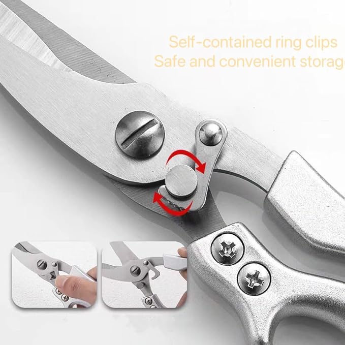Heavy Duty Stainless Steel Kitchen Scissors, Professional Cooking and Poultry Shears for Bones, Turkey, Meat, Fish and Vegetables, 1-Pack