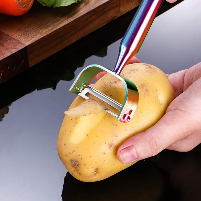 Stainless Vegetable Peeler, KG-Alpha Swivel Sharp Julienne Steel, Heavy Fruit Potato Apple Peeler, Kitchen Slicer (Rainbow)