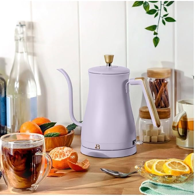 Beautiful Electric Gooseneck Kettle, 1 Liter, 1200W, Stainless Steel Interior, Fast Boil, Precision Pour Spout, Auto Shut-Off & Boil-Dry Protection