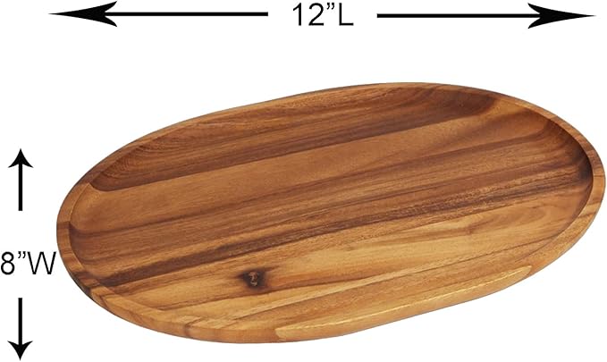 Woodard & Charles Medium Acacia Oval Tray, 8" W x 12L, ★★Pack of 12★★