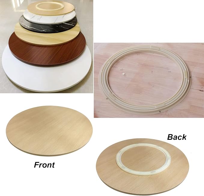 Round Rotating Serving Plate For Dining Table - Wooden Turntable Lazy Susan Smooth Surface, 360° Rotating Serving Tray Turntable For Family Dinner, Easily Share Food (Color : White-A, Size : Ø50cm(2