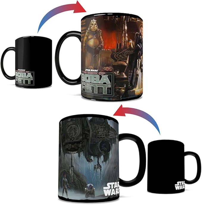 Star Wars and Book of Boba Fett - Set of Two 16 oz Ceramic Heat Sensitive Clue Mugs – Full image revealed when HOT liquid is added MMUGC1299MMUGC1481