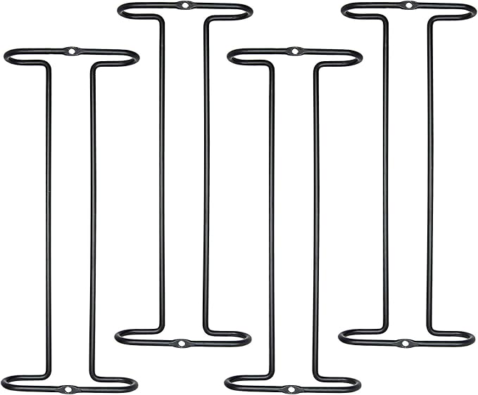 10 Inch Wine Glass Rack Under Cabinet Shelf Stemware Storage Hanging Hanger Organizer Glasses Holder with Drying Under Counter Metal for Kitchen and Bar Set of 2 Black