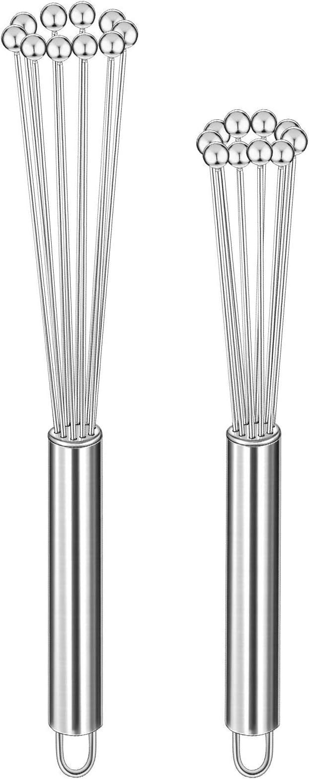 Patelai 2 Pieces Stainless Steel Ball Whisk Wire Egg Whisk Set Kitchen for Cooking, Blending, Whisking, Beating, Stirring(10 Inch and 12 Inch)