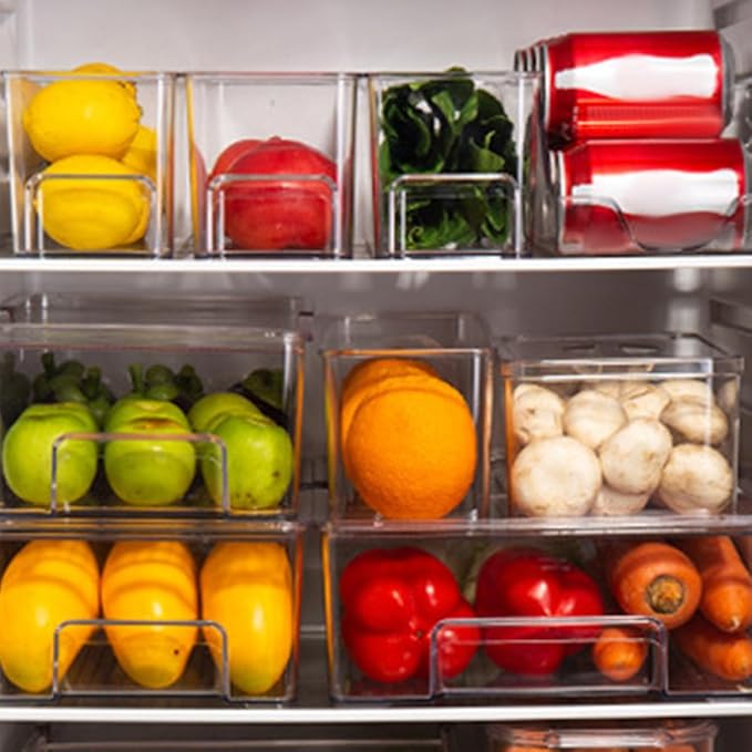 Large Capacity Fruit Storage Box and Kitchen Fruit Organizer 2pcs Set Plastic Food Container for Pantry and Fridge Storage