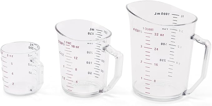 Cambro Measuring Cup - 3 Pack - 1 Cup, 2 Cup, 4 Cup (Clear)