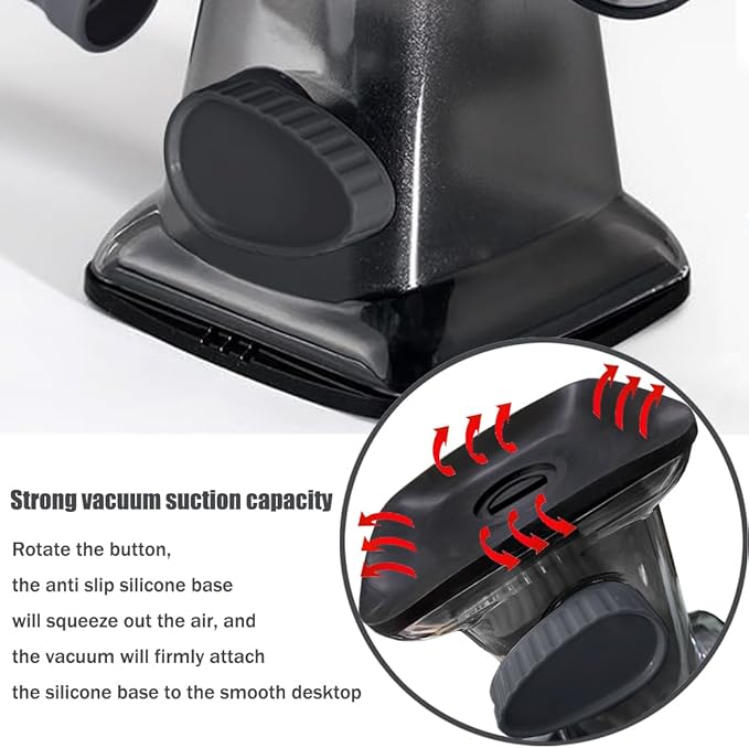 Rotary Cheese Grater Shredder with Handle Handheld Round Mandoline Vegetable Slicer Carrot Shredder Nut Grinder with 3 Replaceable Stainless Steel Drum Blades and Upgrade Strong Suction, Dark Grey