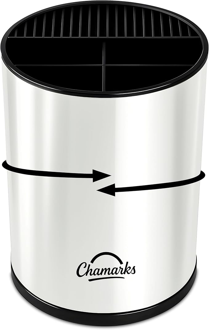 3-in-1 Kitchen Utensil Holder for Countertop with Knife Block and Silverware Caddy. (White)
