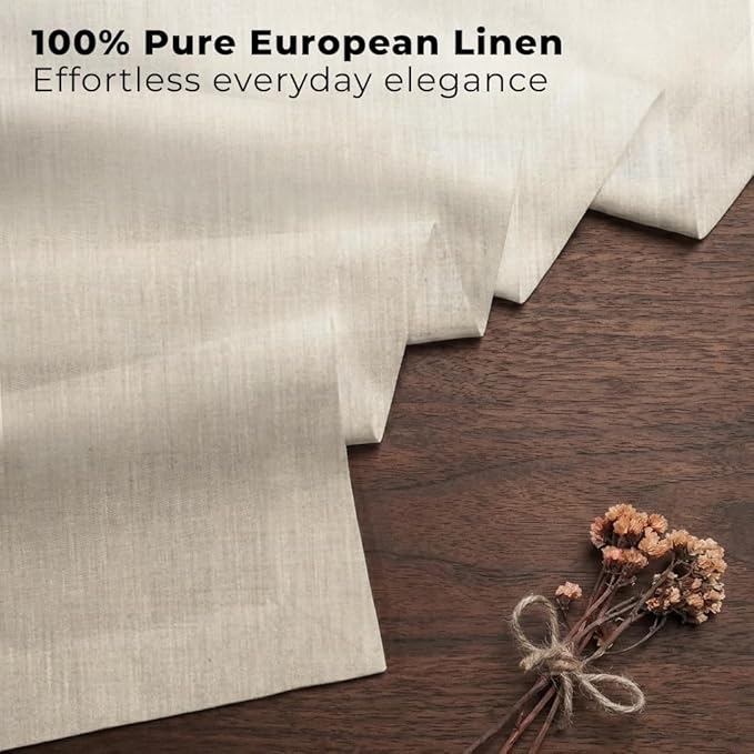 Classic Linen™ by D'Moksha Light Natural Table Runner 132 Inches Long, 100% Pure Linen, Extra Long Table Runner, 14 x 132 Inch for Dining- Summer, Father's Day