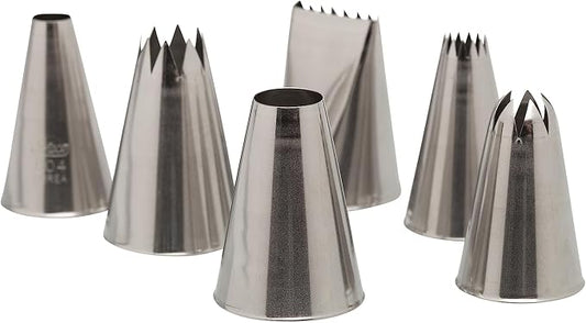 Ateco - 6 Piece Decorating Tube Set, Includes Stainless Steel Tips: 804, 808, 827, 864, 846, 898