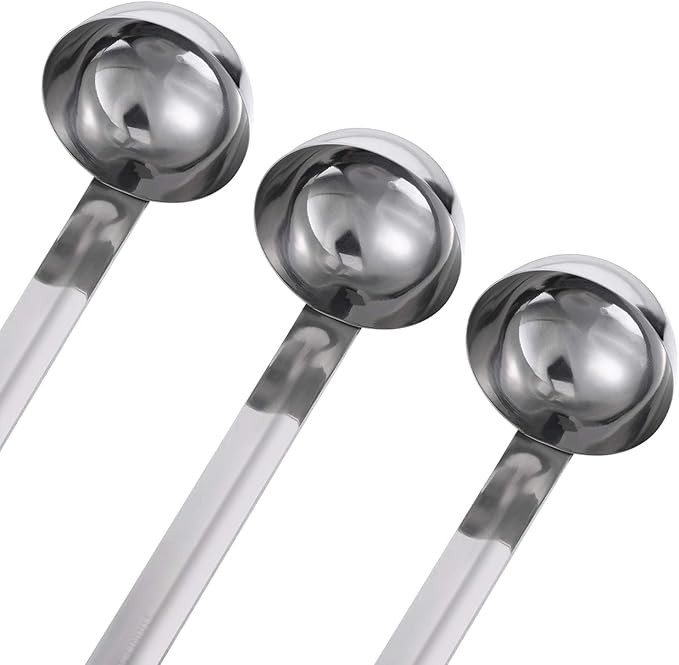 meekoo 3 Pieces Stainless Steel Ladle Soup Handle Ladle with Pouring Rim for Kitchen Cooking Soup Sauce (1 oz)