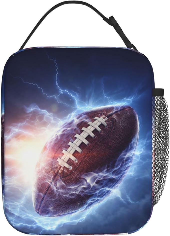 Football Lunch Box Insulated Thermal Reusable Lunch Bag Cooler Totes For Men Work Office Picnic Hiking