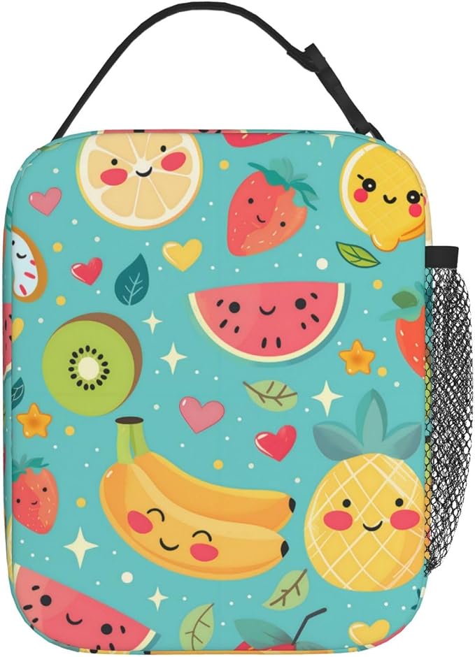 Reusable Cute Fruit Lunch Box for Kids Girls Boys Women Adult, Insulated Lemon Watermelon Lunch Bag,Polyester Cooler Handbags Case for School Picnic Work Travel Outdoor Beach or Hiking
