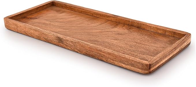 Platter Acacia Wood Serving Platters Set of 3 Cake Appetizer Plates Kitchen Charcuterie Platter for Food (Set of 3) (12" X 6" X 0.75")